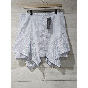 New BCBGMaxAzria Pinstripe Asymmetrical Flared Skirt Size L "Woven"